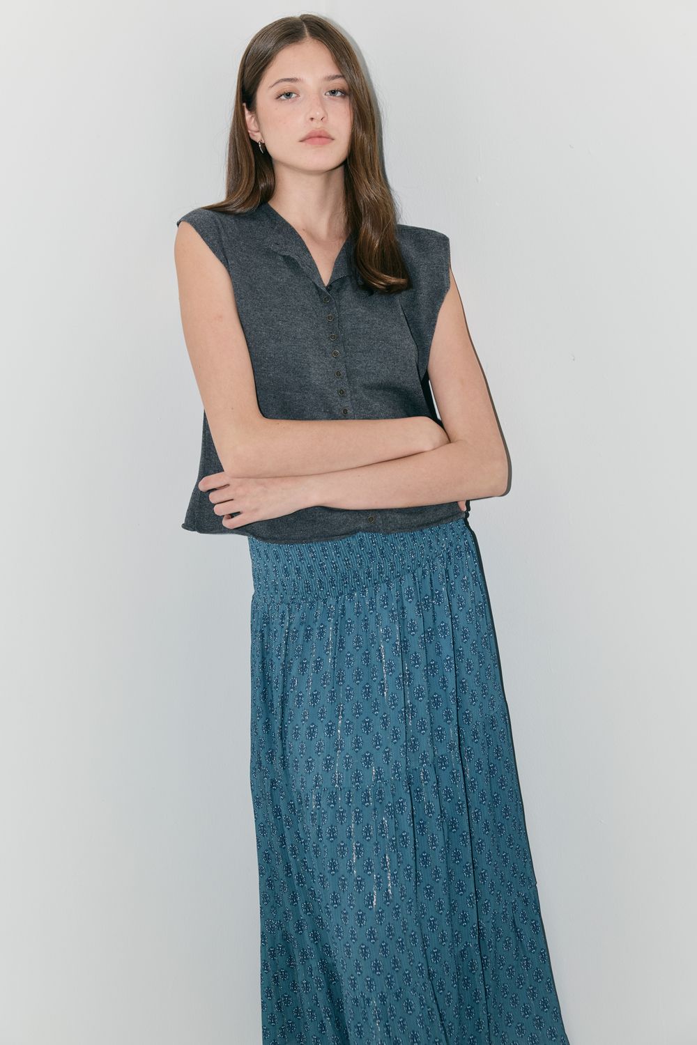 Saia Estampa Safira Lastex - AZUL P - AZUL