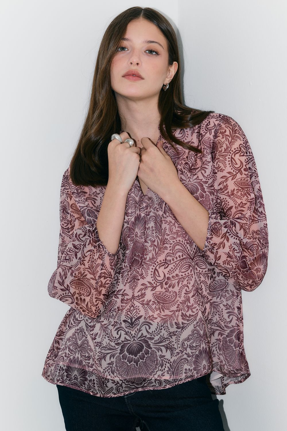 Bata Estampa Flor De Lotus Fluida - ROSA PP - ROSA