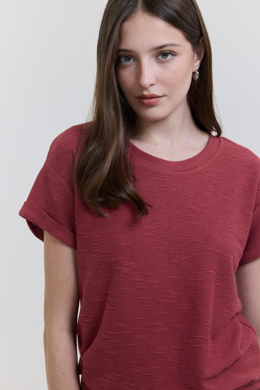 Blusa Malha Flow Manga Virada - CEREJA PP - CEREJA