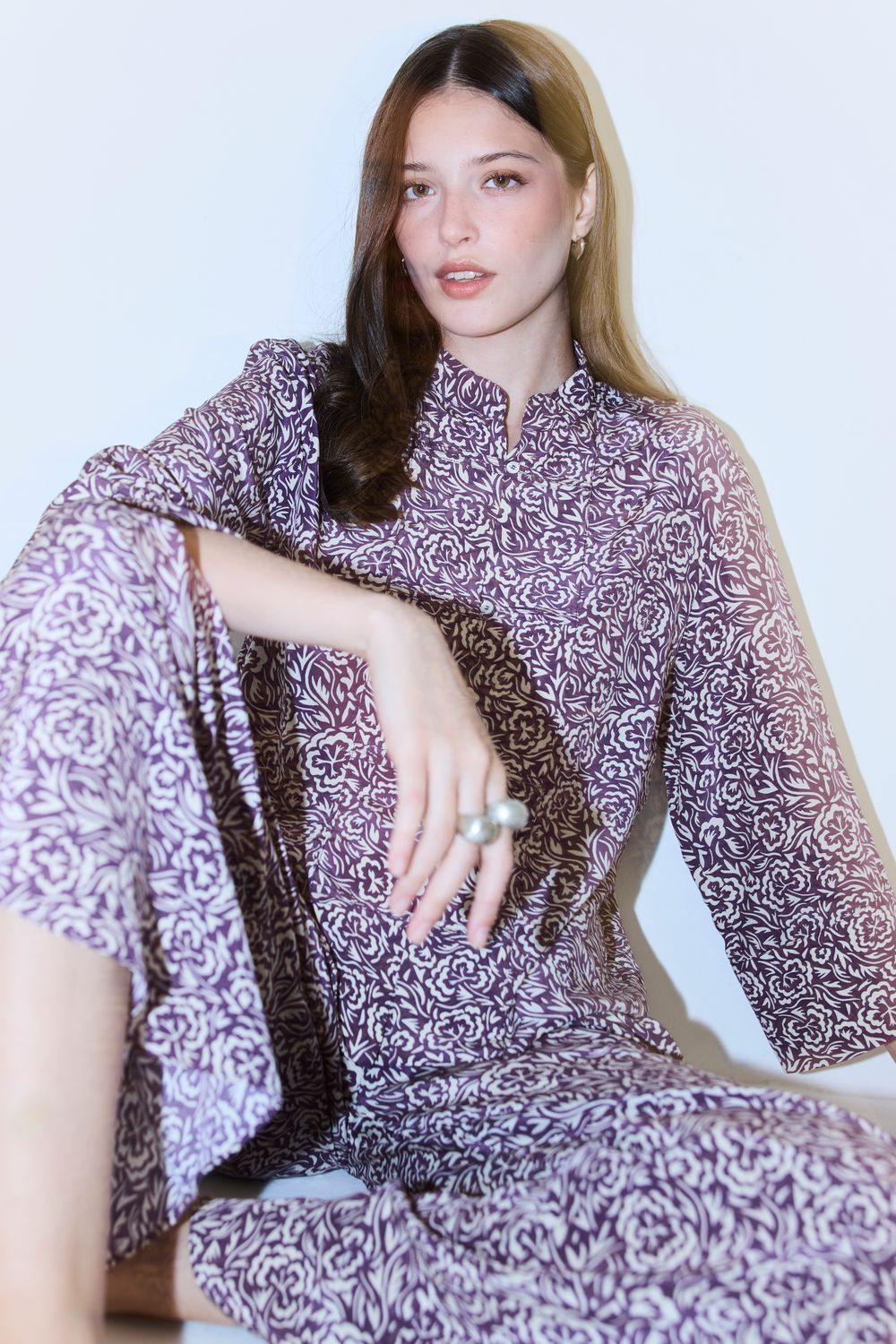 Blusa estampa Floral Oriente - LILAS PP - LILAS