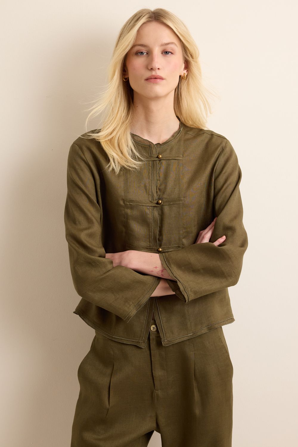 Casaqueto Linho Tropez - VERDE MILITAR PP - VERDE MILITAR