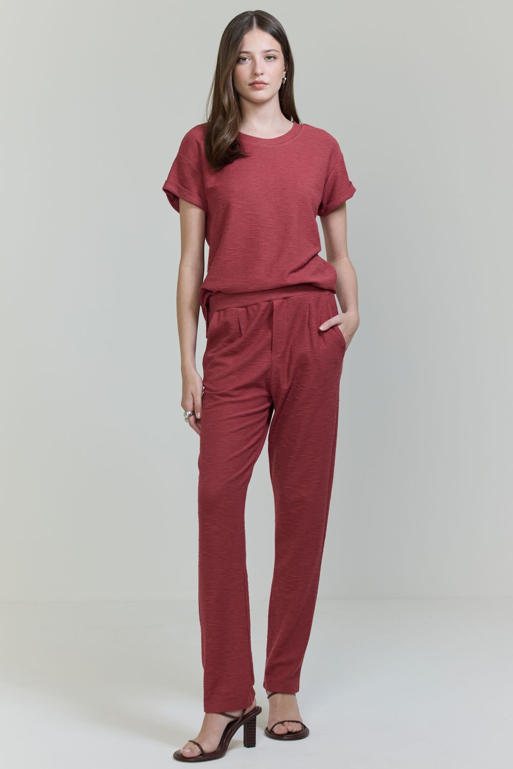 Calça Malha Flow Cigarrete - CEREJA PP - CEREJA