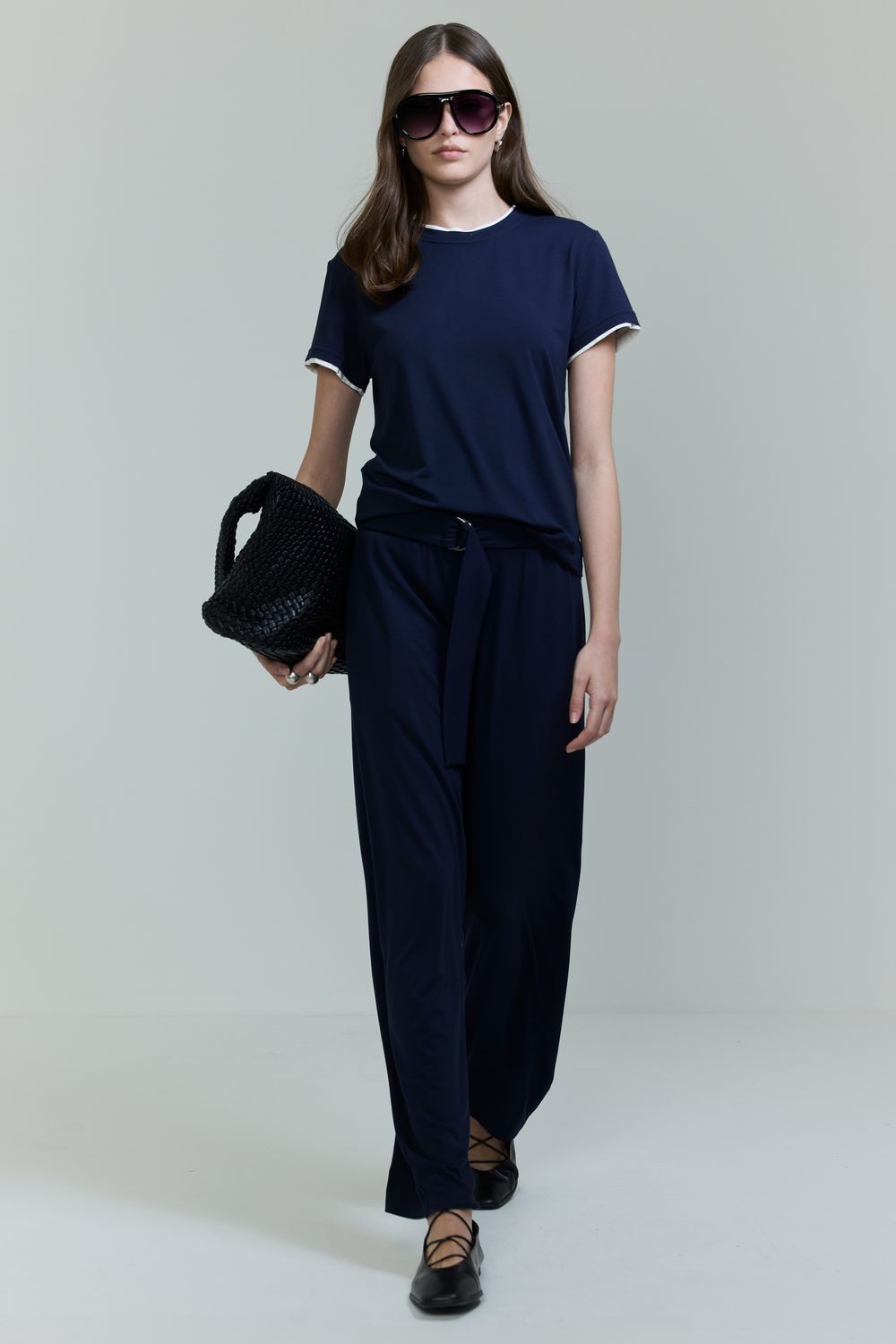 Calça Malha Com Faixa - AZUL MARINHO PP - AZUL MARINHO