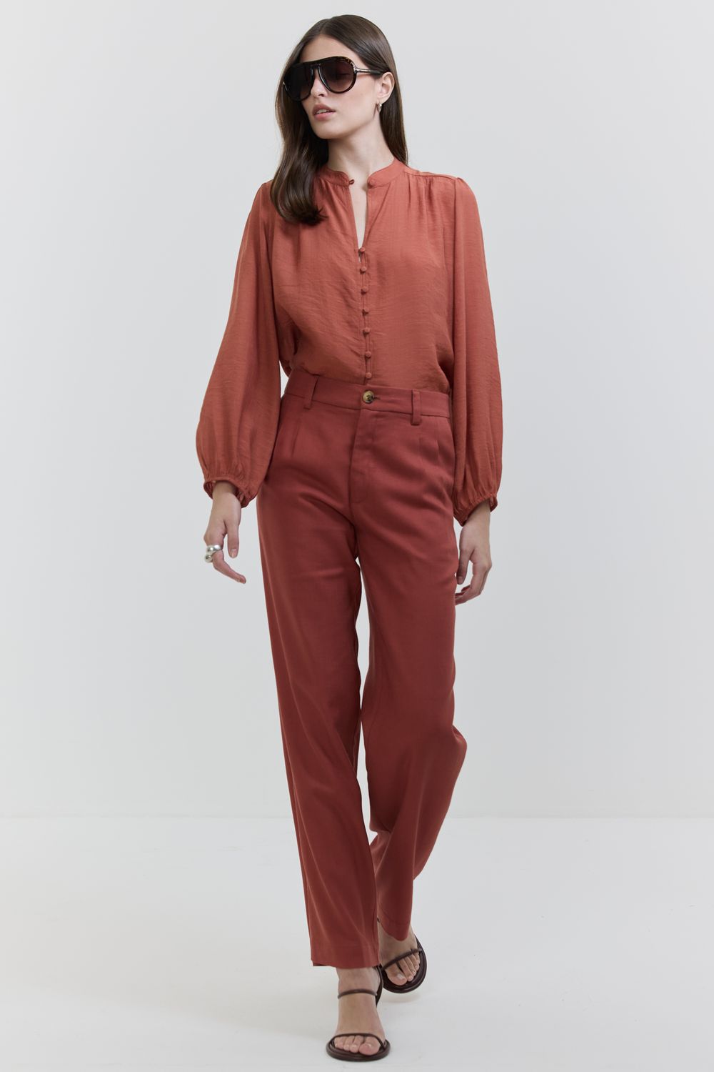 Pantalona Com Linho Twill - TELHA G - TELHA