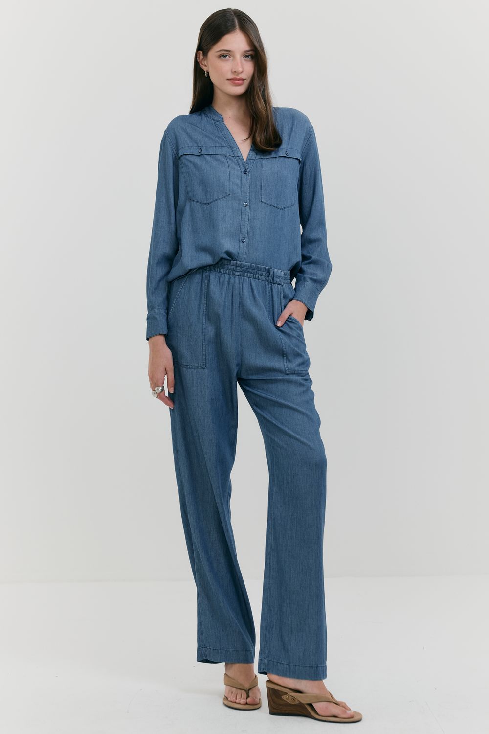 Calça Liocel Jeans Reta - AZUL JEANS P - AZUL JEANS