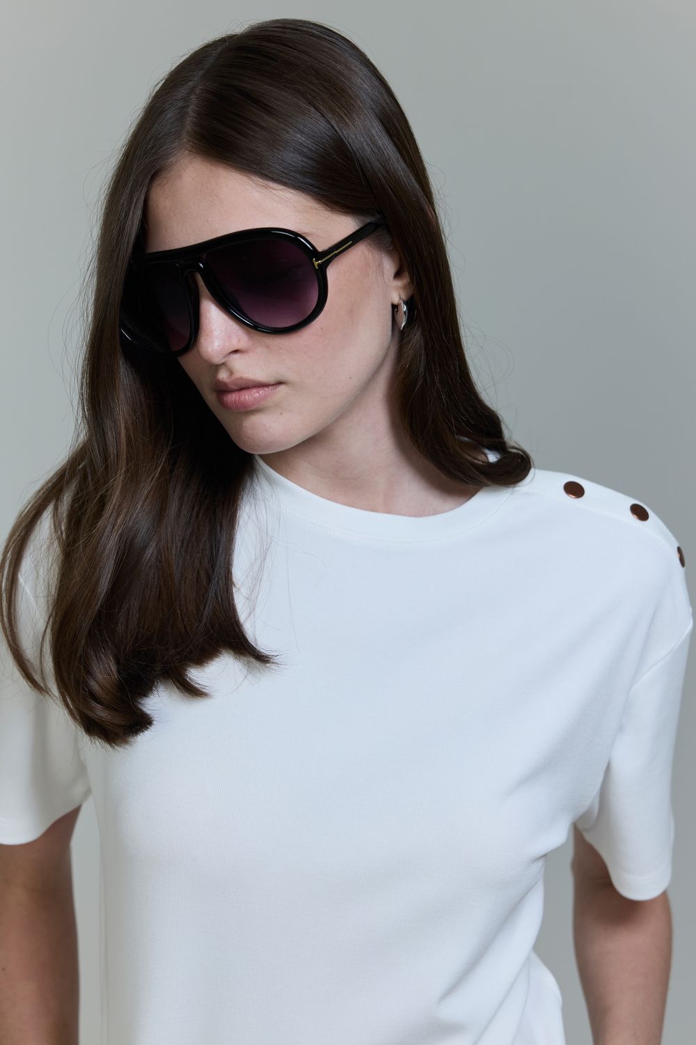 Blusa Malha Tricot Pressão Ombro - OFF WHITE P - OFF WHITE Blusa Malha Tricot Pressão Ombro - OFF WHITE P - OFF WHITE