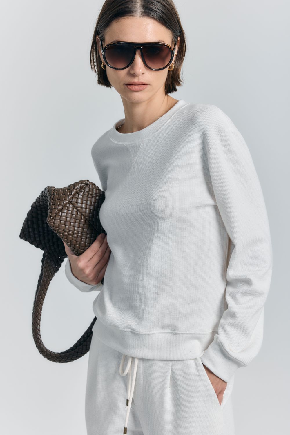 Blusa Pull Malha Waffle - NATURAL PP - NATURAL