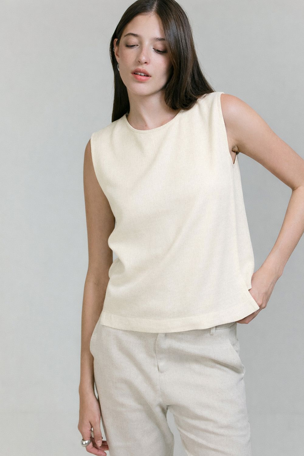 Top Com Linho Soft Twill - OFF WHITE PP - OFF WHITE