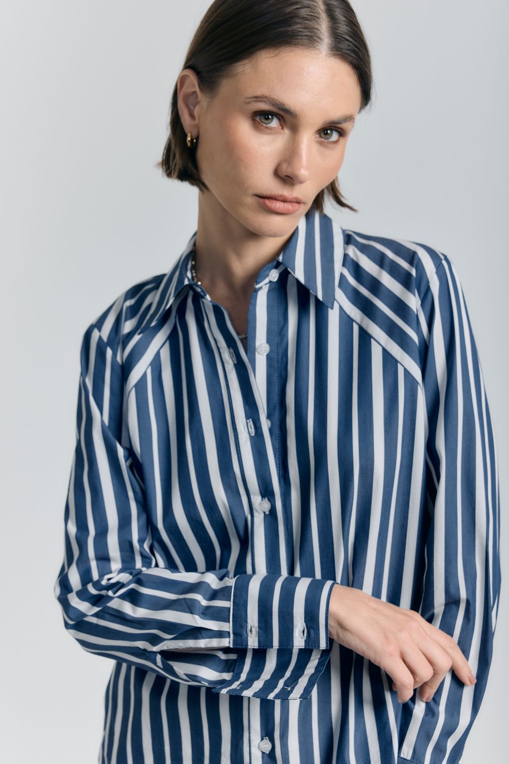 Camisa Listrada Pala - AZUL P - AZUL