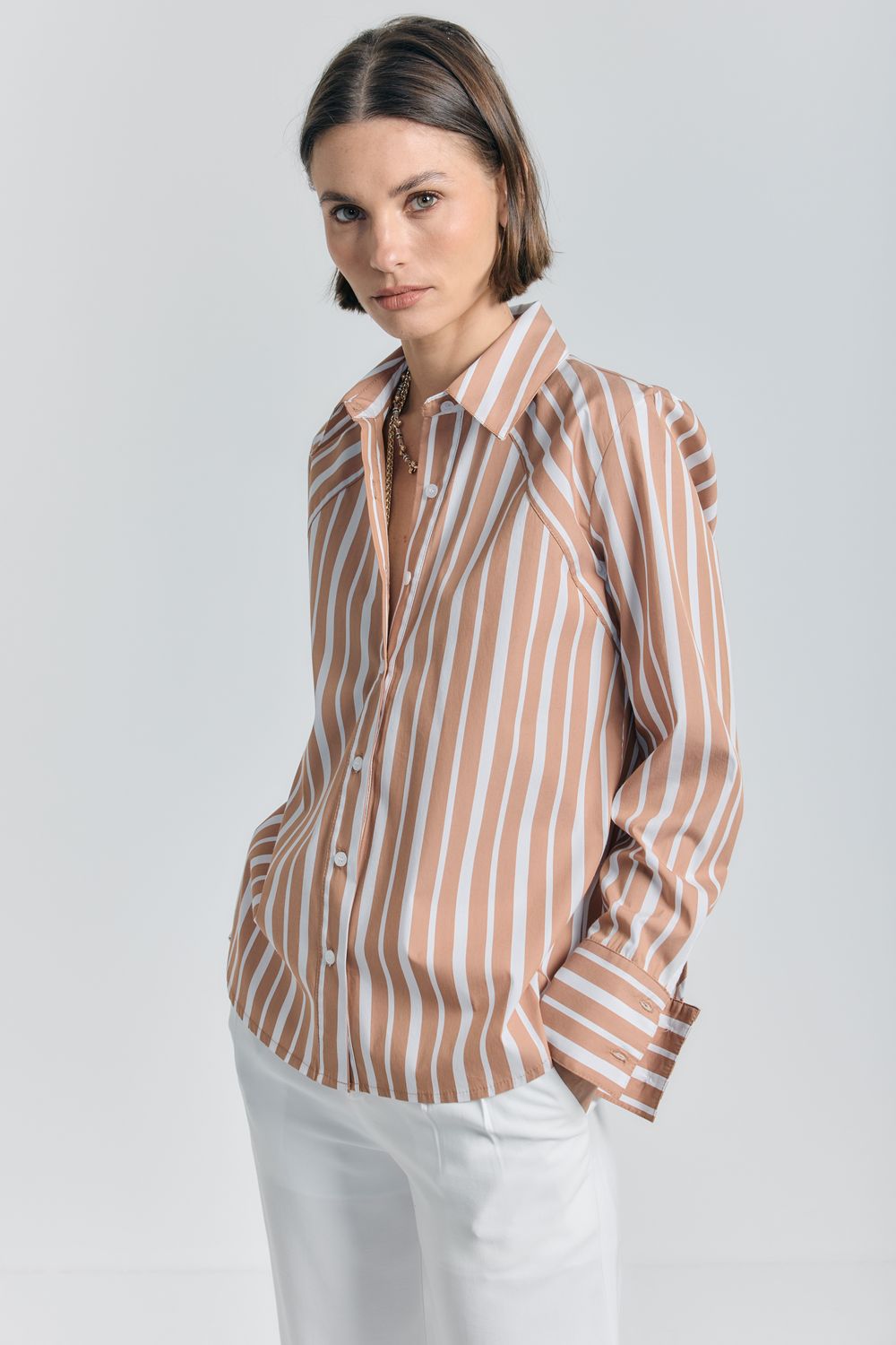 Camisa Listrada Pala - CARAMELO P - CARAMELO