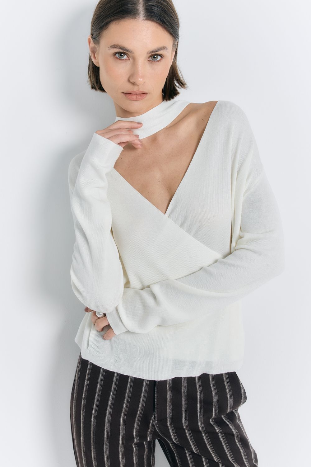 Blusa Tricot Cachecouer - OFF WHITE P - OFF WHITE