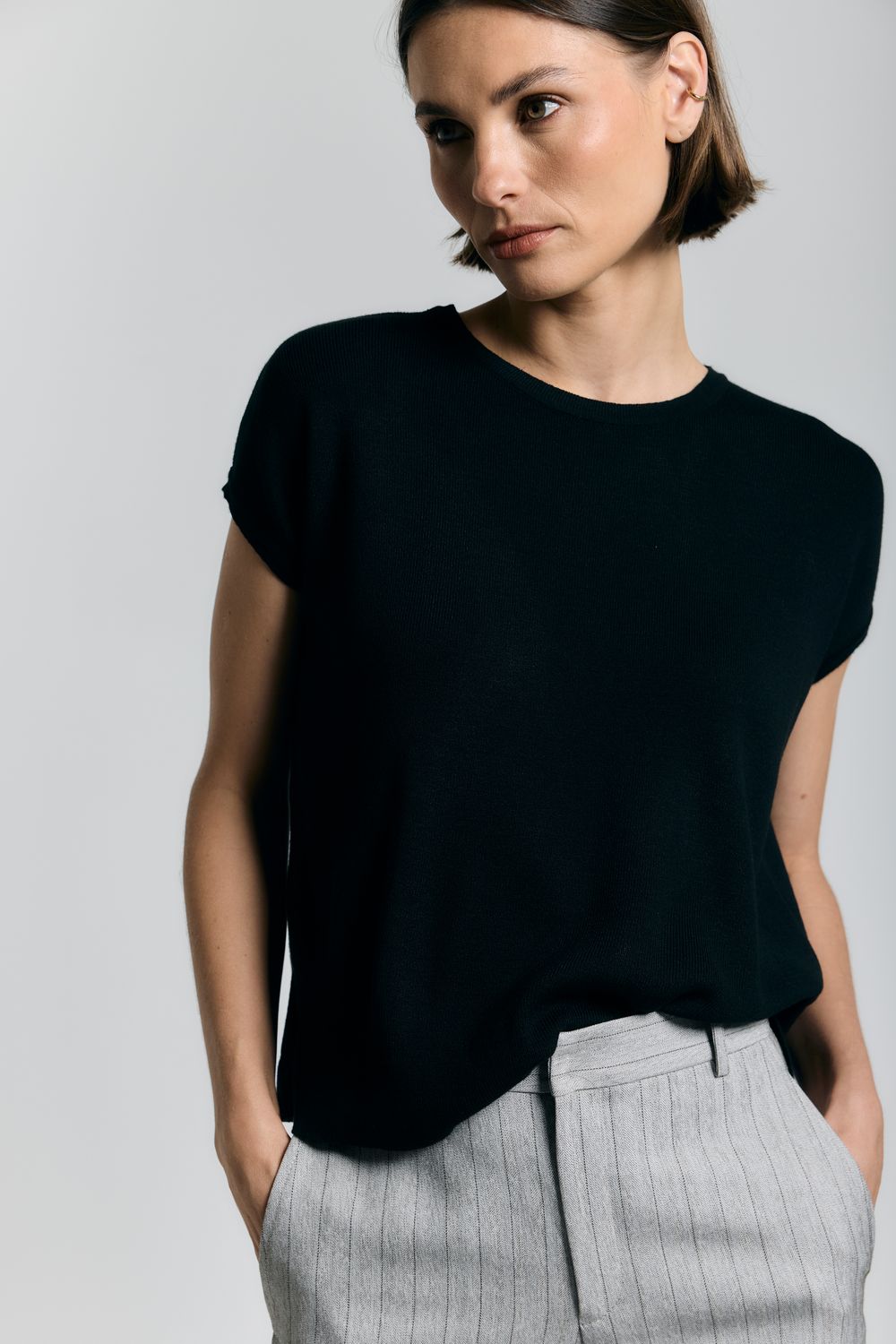 Blusa Tricot Manga Jap Classica - PRETO P - PRETO Blusa Tricot Manga Jap Classica - PRETO P - PRETO