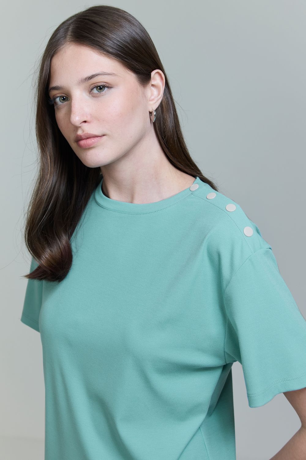 Blusa Malha Tricot Pressão Ombro - AZUL P - AZUL