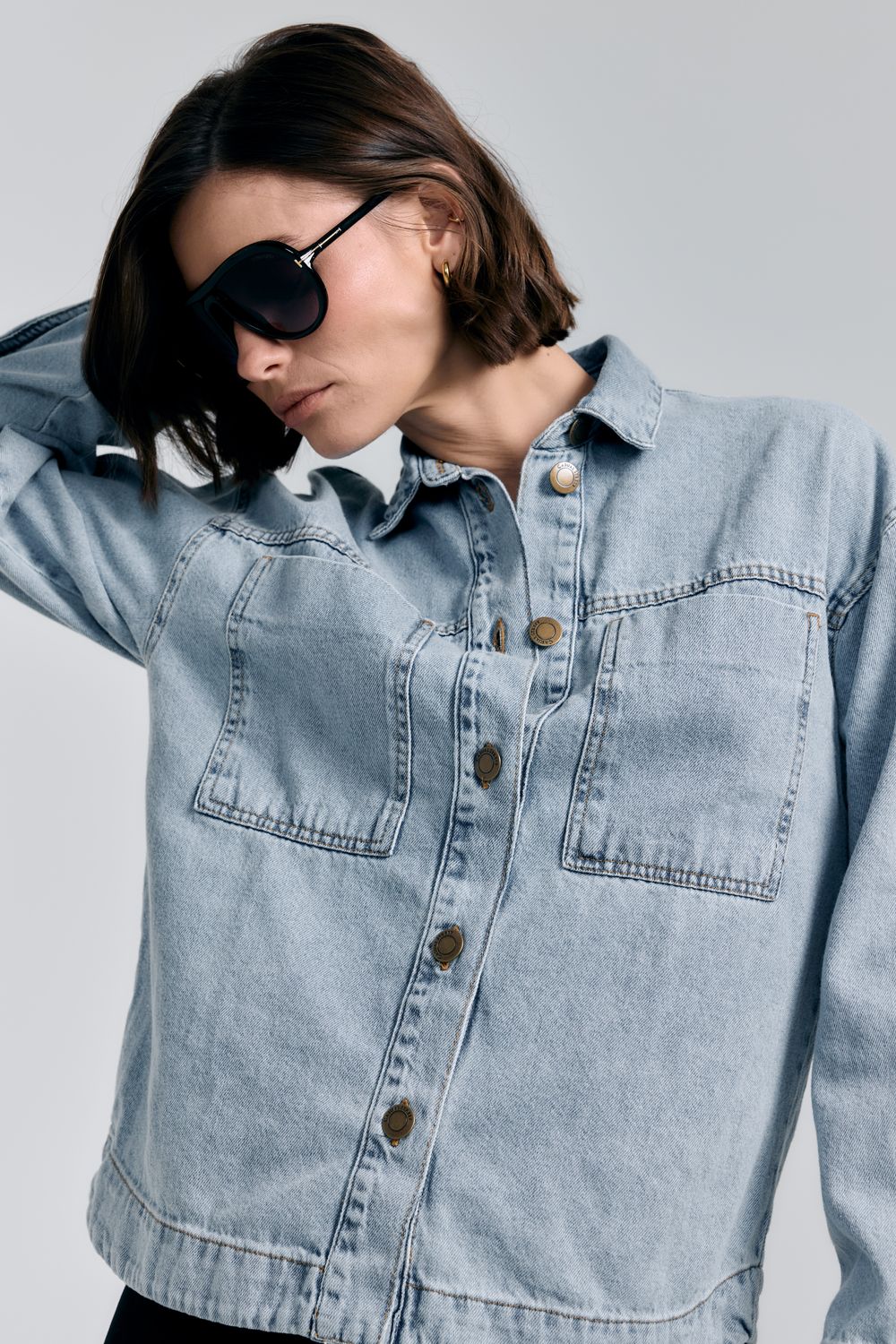 Jaqueta Jeans Bolsos - JEANS CLARO P - JEANS CLARO