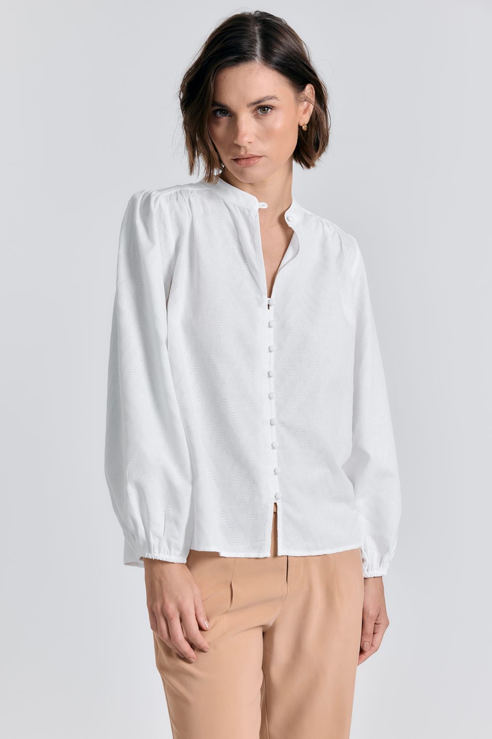 Blusa Jackard Maquinetada - OFF WHITE P - OFF WHITE