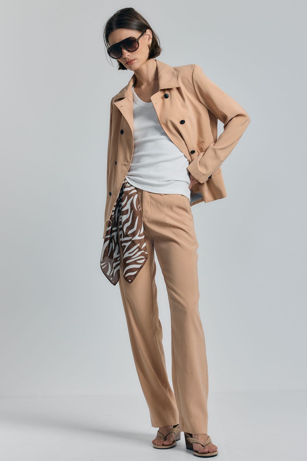 Calça Alfaiataria Cupro - BEGE PP - BEGE