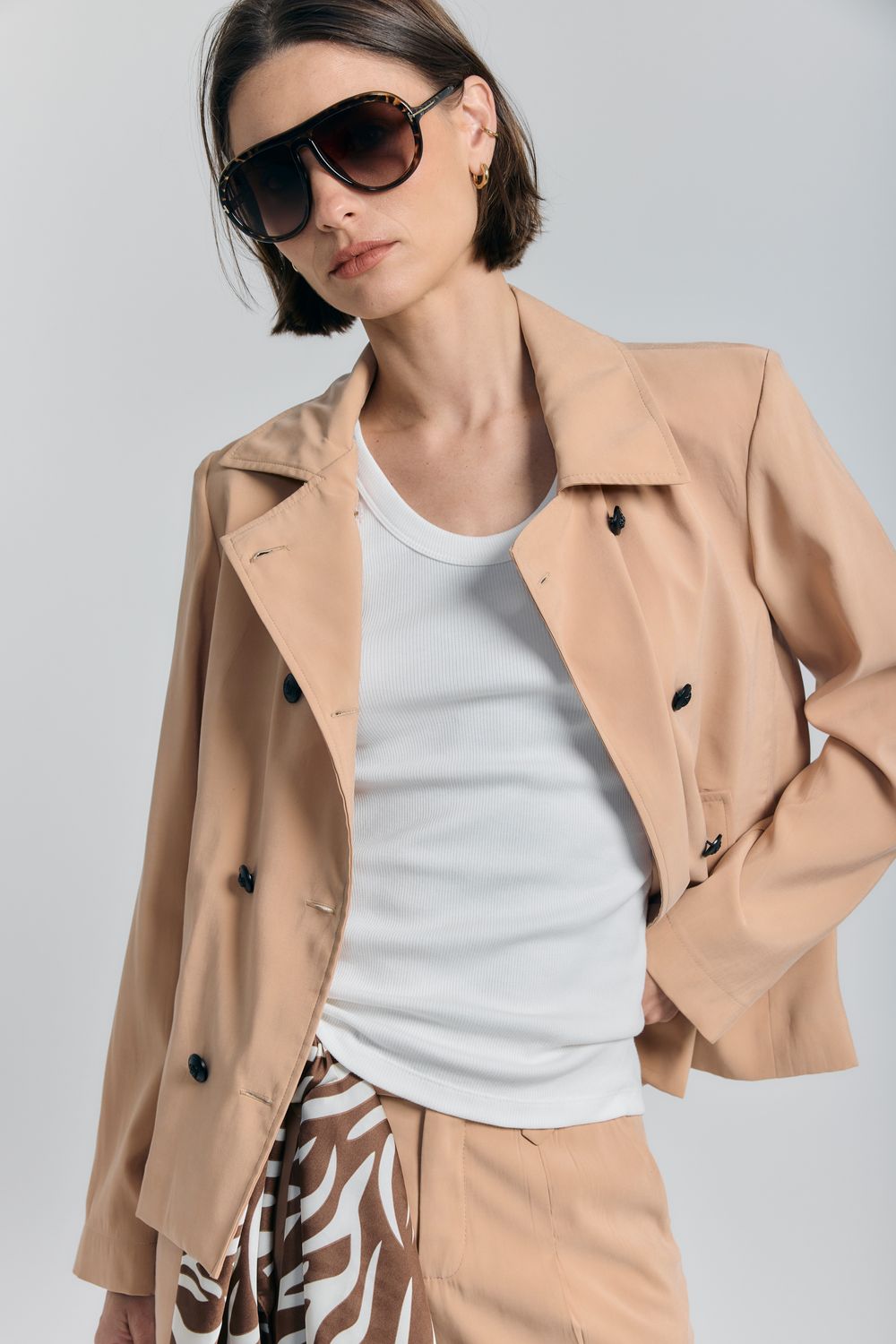 Parka Cupro Botões - BEGE PP - BEGE