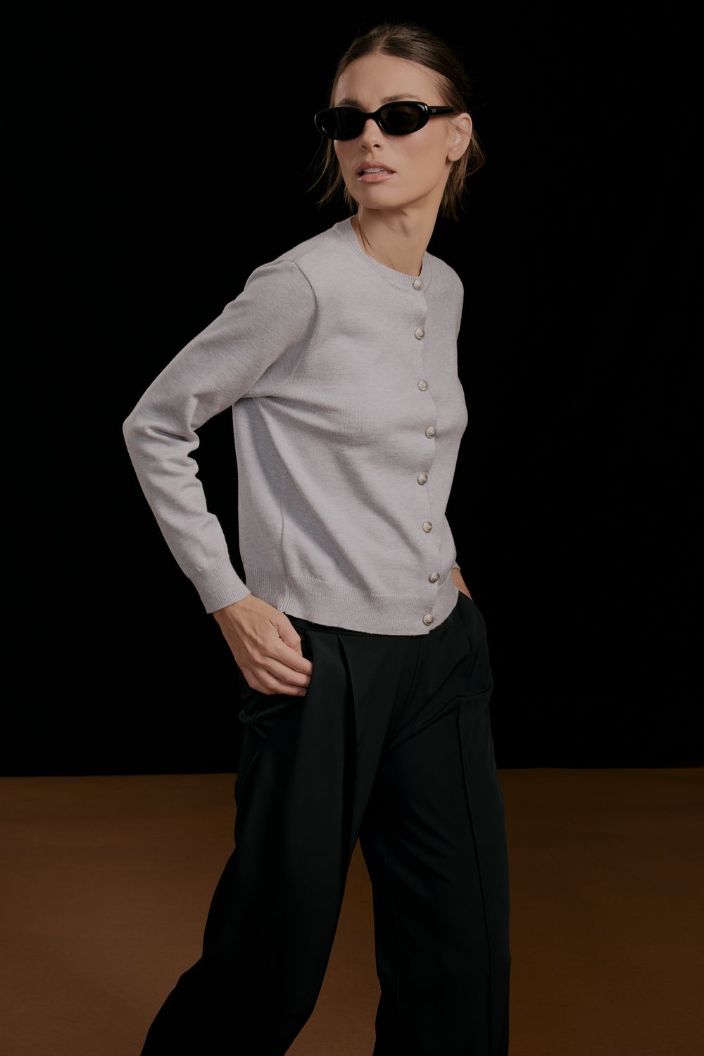 Casaqueto Tricot Botões - CINZA P - CINZA