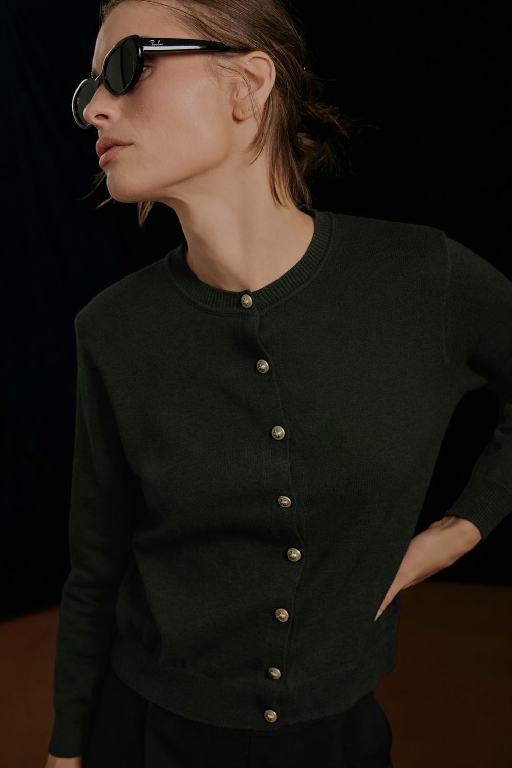 Casaqueto Tricot Botões - VERDE P - VERDE