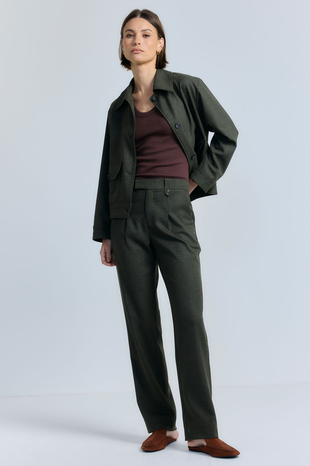 Calça Alfaiataria Twill Reta - VERDE MILITAR GG - VERDE MILITAR Calça Alfaiataria Twill Reta - VERDE MILITAR GG - VERDE MILITAR